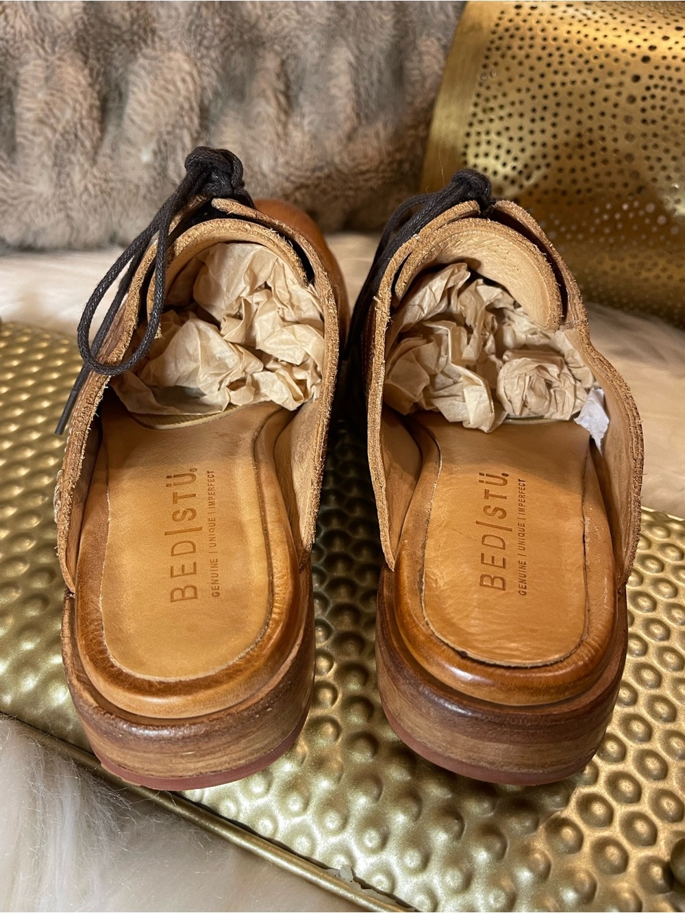 Bed Stu Tan Brown Leather Wingtip Loafers - Picture 5 of 7